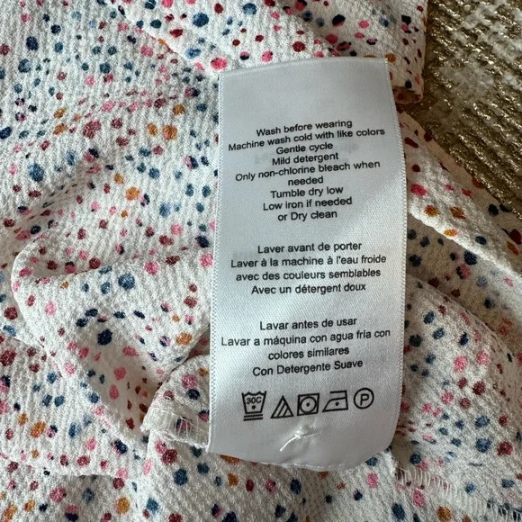 MOTHERHOOD MATERNITY White & Multicolor Blouse With Waist Tie | Size Medium - Picture 14 of 16